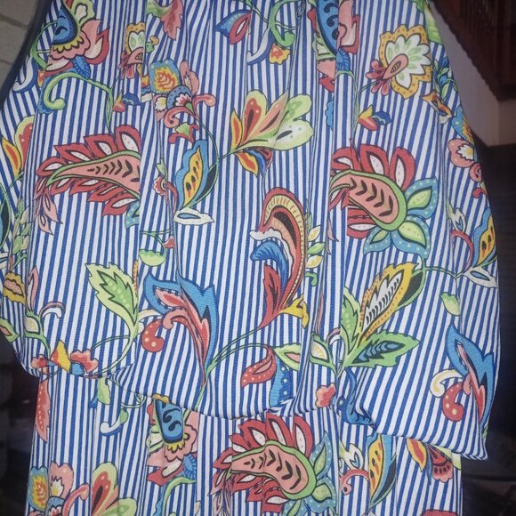 Me & Magic Woman's Long Romper SZ XL Blue and White Stripes - Picture 4 of 5